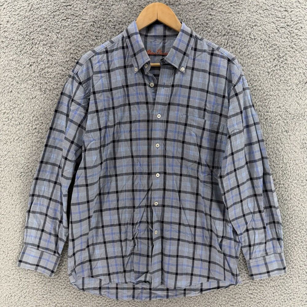 Alan Flusser Dress Shirt Mens Large Blue Multicolor Long Sleeve Button Up Cotton